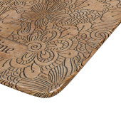 Planche À Découper Carvages en bois Motif floral personnalisé (Coin)