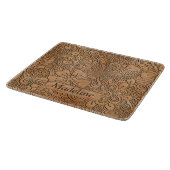 Planche À Découper Carvages en bois Motif floral personnalisé (Coin)