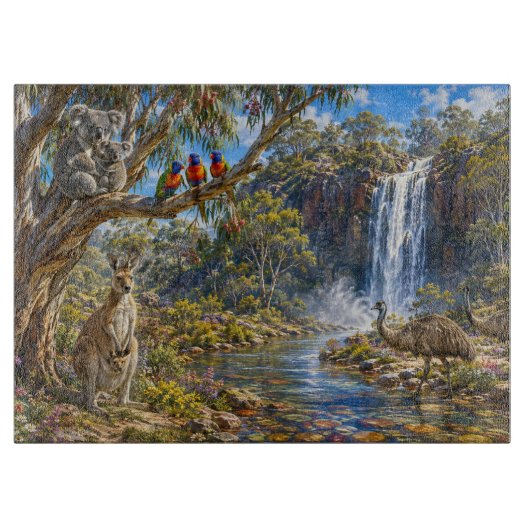 Planche À Découper Cascade majestueuse de la faune australienne (Devant)