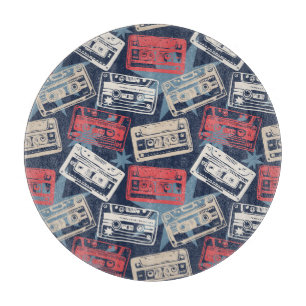 Planche À Découper Cassettes Vielles Musique Vintage sans couture