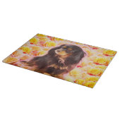 Planche à découper Cavalier Black & Tan aux roses (Coin)