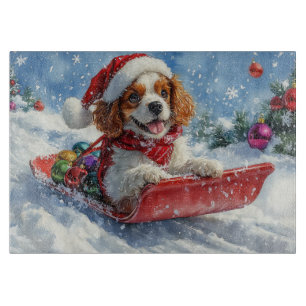 Planche À Découper Cavalier King Charles Spaniel Chien Sledge Noël