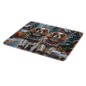 Planche À Découper Cavalier King Charles Spaniel Chiens Noël Neige (Coin)