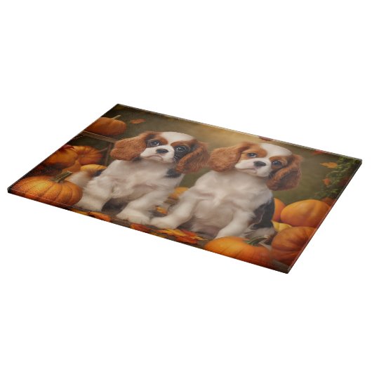 Planche À Découper Cavalier King Charles Spaniel Chiot Citrouille d'a (Coin)