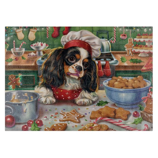 Planche À Découper Cavalier King Charles Spaniel faisant de la pâtiss (Devant)