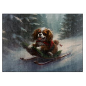 Planche À Découper Cavalier King Charles Spaniel neige de Noël (Devant)