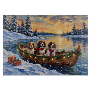 Planche À Découper Cavalier King Charles Spaniel Noël Bateau