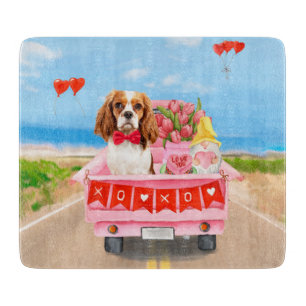Planche À Découper Cavalier King Chien Saint-Valentin Camion Cœurs