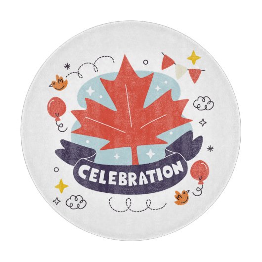 Planche À Découper Célébration festive de la feuille d'érable (Devant)