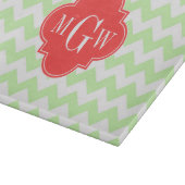 Planche À Découper Celery With Chevron Coral Quatrefoil 3 Monogramme (Coin)