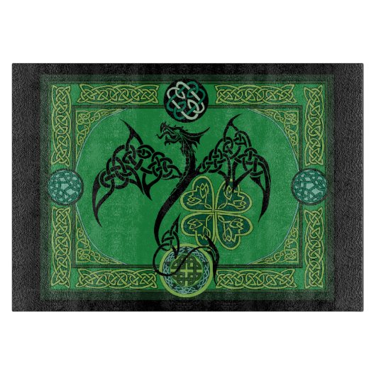 Planche À Découper Celtique irlandais de dragon vert (Devant)