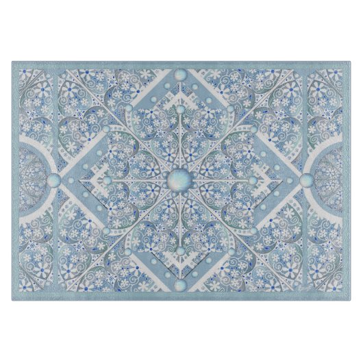 Planche À Découper Céramique dentelle bleu clair, (Devant)