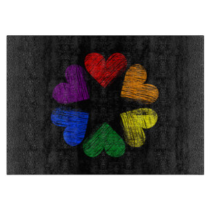 Planche À Découper Cercle arc-en-ciel de l'amour des cœurs Fierté gay