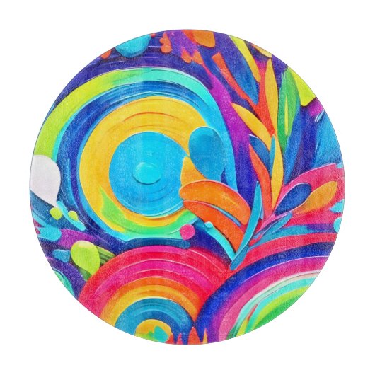 Planche À Découper Cercles Abstraits colorés Peinture (Devant)