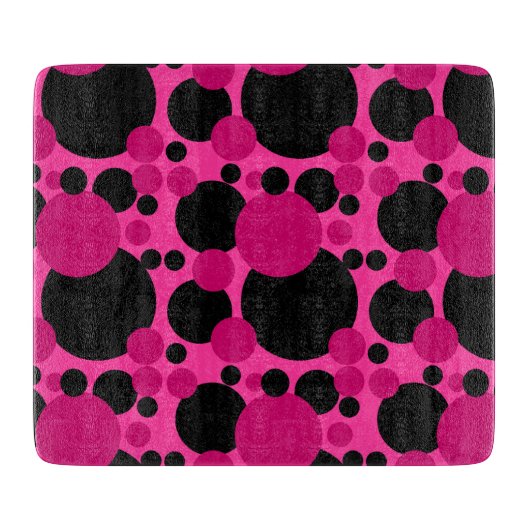 Planche À Découper Cercles noirs en pointillés en verre (Devant)