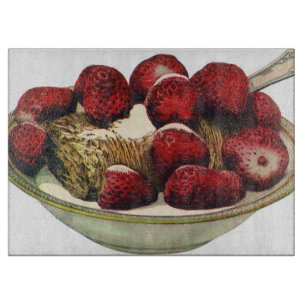 Planche À Découper Céréales de petit-déjeuner sain vintage aux fraise