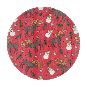 Planche À Découper Cerf de Noël de fête : Motif de neige