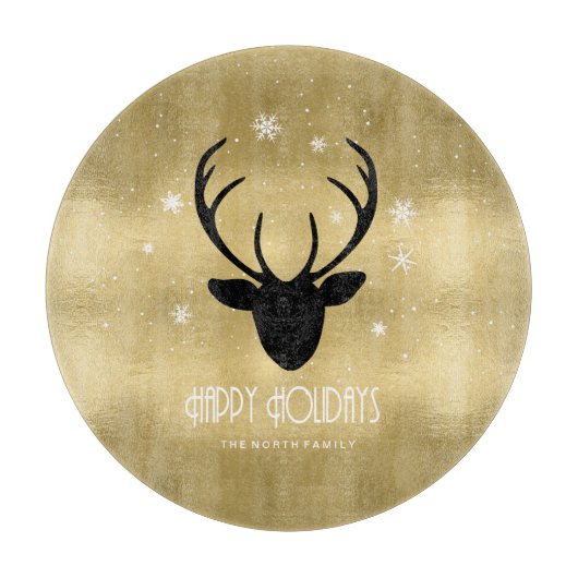 Planche À Découper Cerfs Antlers Silhouette & Flakes Gold ID861 (Devant)