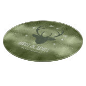 Planche À Découper Cerfs Antlers Silhouette & Snowflakes Green ID861 (Coin)