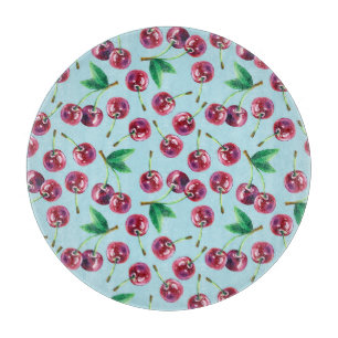 Planche À Découper Cerises d'aquarelle modernes : Motif de baies jute
