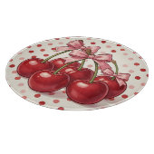 Planche À Découper Cerises Rouges Douces Rubans Roses Rétro Points (Coin)