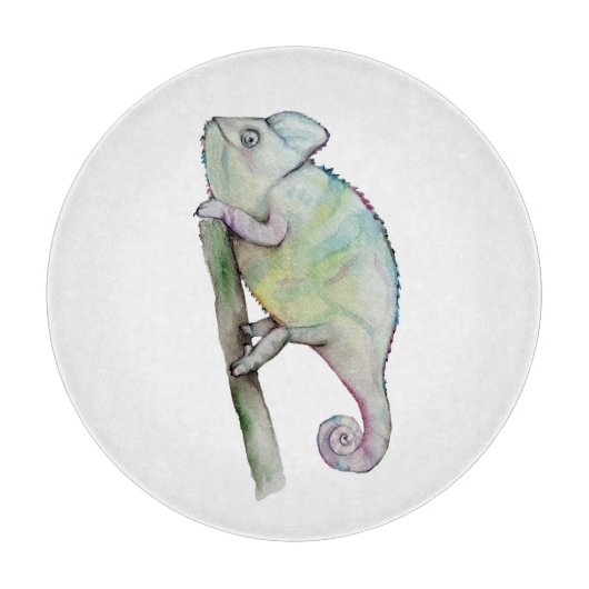 Planche À Découper Chameleon à aquarelle mignonne (Devant)
