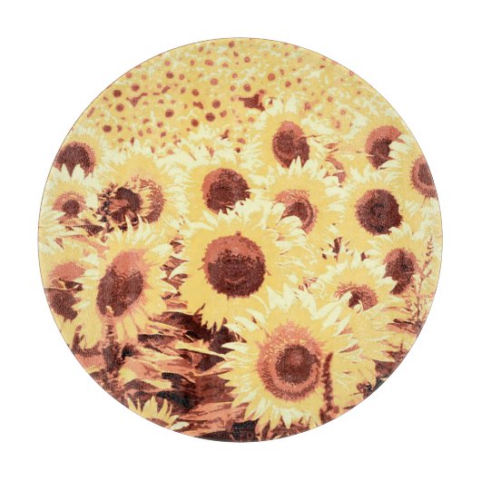 Planche À Découper Champ de tournesol - brun, or et jaune (Devant)