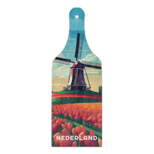 Planche À Découper Champ de tulipes de campagne hollandaise Moulin à
