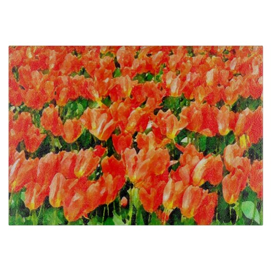 Planche À Découper Champ orange de tulipes (Devant)