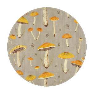 Planche À Découper Champignon Jaune Ocre Botanique Fantaisiste de la
