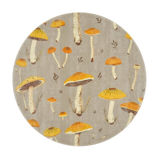 Planche À Découper Champignon Jaune Ocre Botanique Fantaisiste de la (Devant)