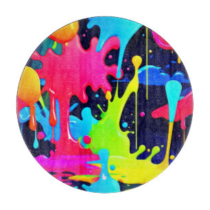 Planche À Découper Chaos de la goutte de peinture de néon