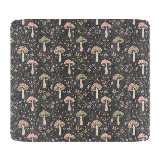 Planche À Découper Charcoal Gray Fungi Modern Rustic Earthy Gift (Devant)