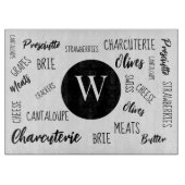 Planche À Découper Charcuterie Mots Typographie Monogramme (Devant)