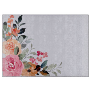Planche À Découper Chardon et aquarelle Bouquet floral