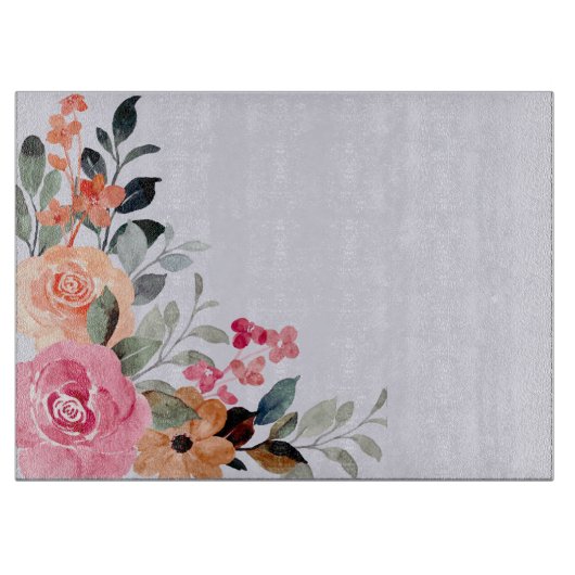 Planche À Découper Chardon et aquarelle Bouquet floral (Devant)