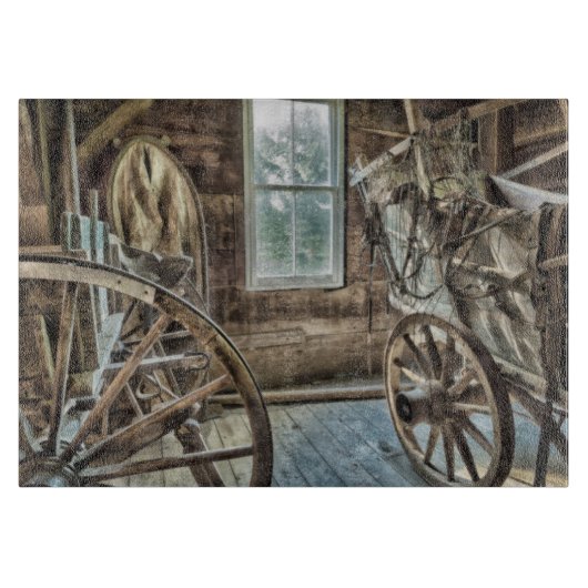 Planche À Découper Chariot couvert, roue de chariot en bois (Devant)