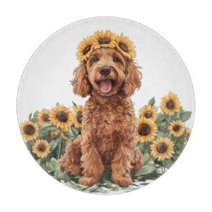 Planche À Découper Charmant chien Goldendoodle portant une couronne d