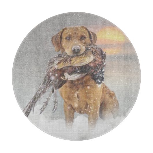 Planche À Découper Chasse au faisan avec un Labrador (Devant)