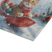 Planche À Découper Chat abyssinien en sledge laissez-le neiger Noël (Coin)