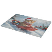 Planche À Découper Chat abyssinien en sledge laissez-le neiger Noël (Coin)