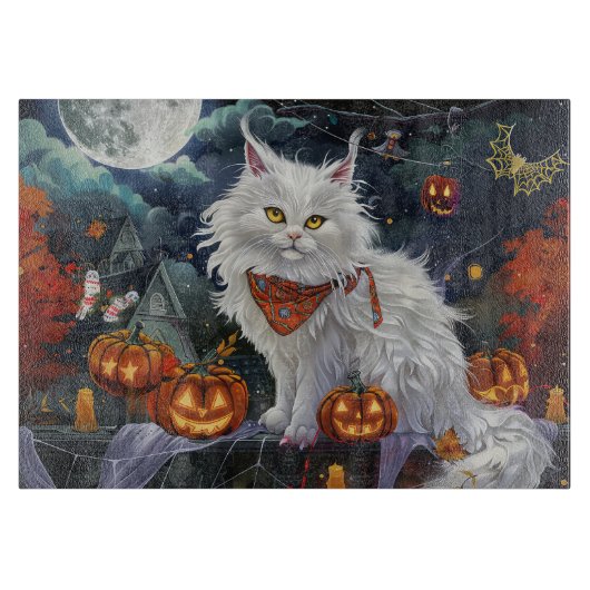 Planche À Découper Chat angora turc Halloween effrayant (Devant)