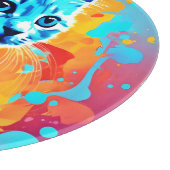 Planche À Découper Chat au Néon Bleu en Splatter (Coin)