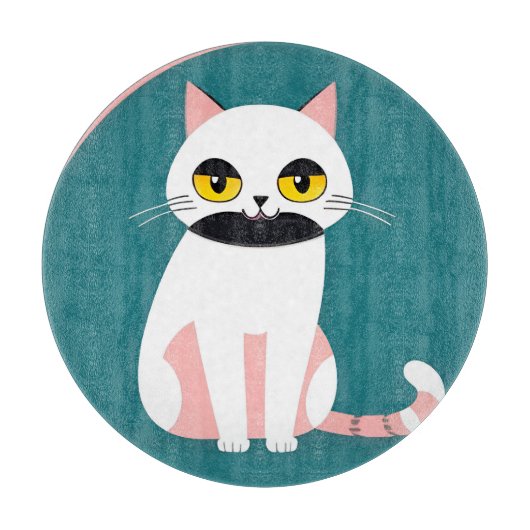 Planche À Découper Chat aux couleurs vives et à l'expression joyeuse (Devant)