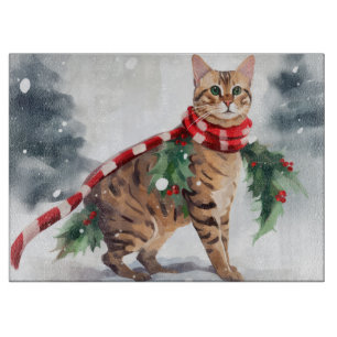 Planche À Découper Chat Bengal dans Noël enneigé