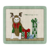 Planche À Découper Chat blanc Noël joyeusement drôle (Devant)