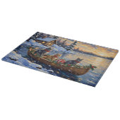Planche À Découper Chat Bleu Russe Noël Bateau Fêtes (Coin)