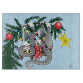 Planche À Découper Chat d'arbre de Noël à pendre drôle (Devant)