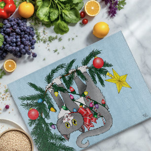 Planche À Découper Chat d'arbre de Noël à pendre drôle
