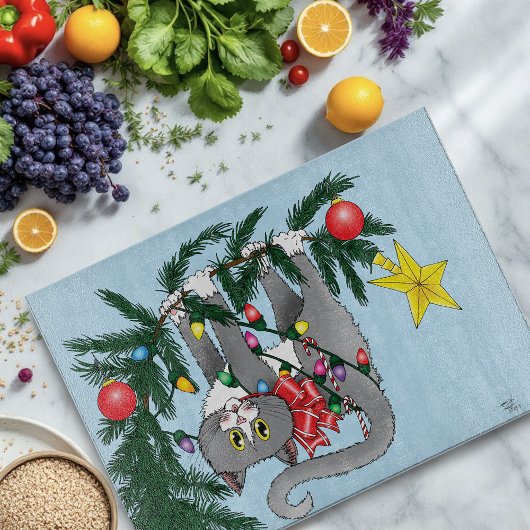 Planche À Découper Chat d'arbre de Noël à pendre drôle